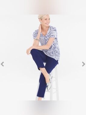Fabulously slimming by Chico’s navy ankle pant - size O/small - B15